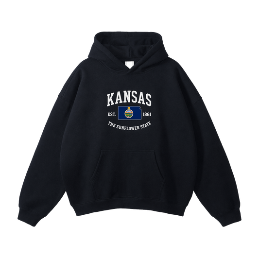 Collection 8 Kansas Oversize Fleeced Hoodie - Black front