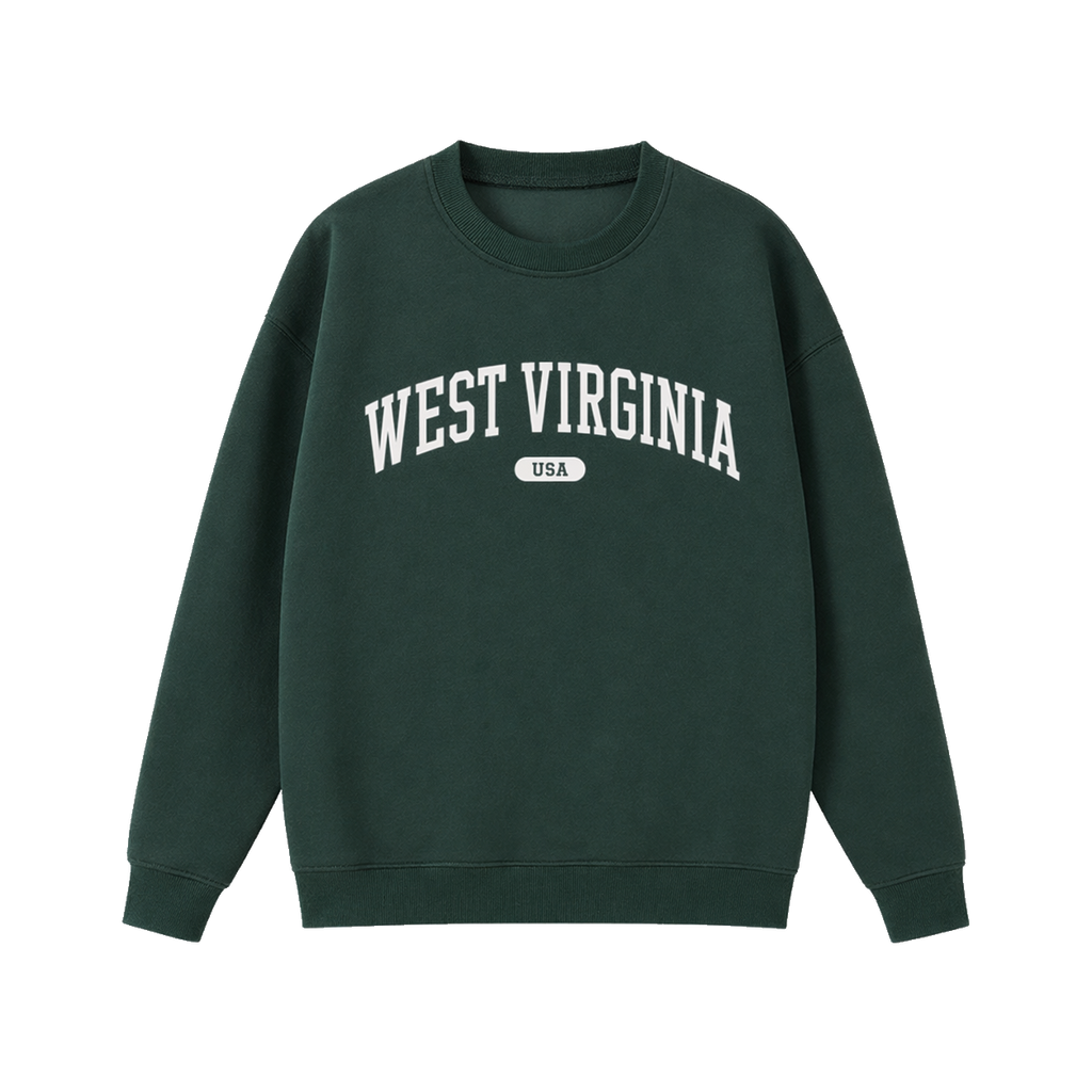 Collection 4 West Virginia Essential Heavyweight Crewneck Sweatshirt - Dark Green front