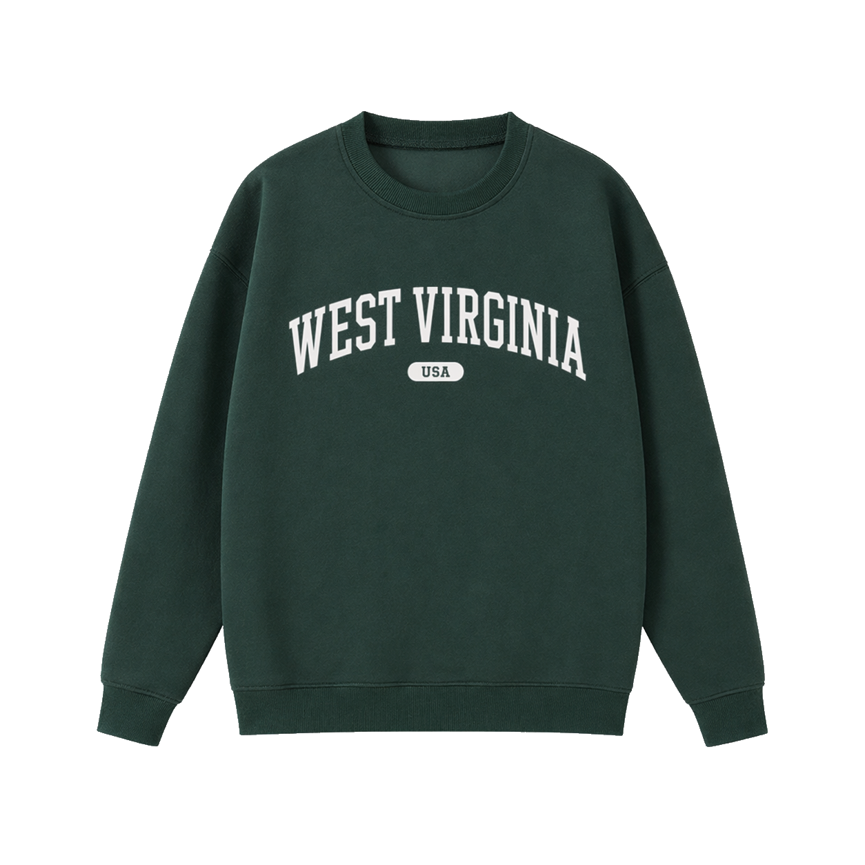 Collection 4 West Virginia Essential Heavyweight Crewneck Sweatshirt - Dark Green front