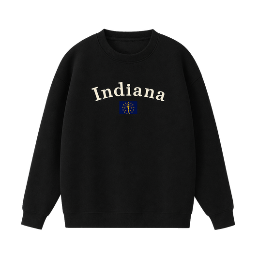 Collection 6 Indiana Essential Heavyweight Crewneck Sweatshirt - Black front