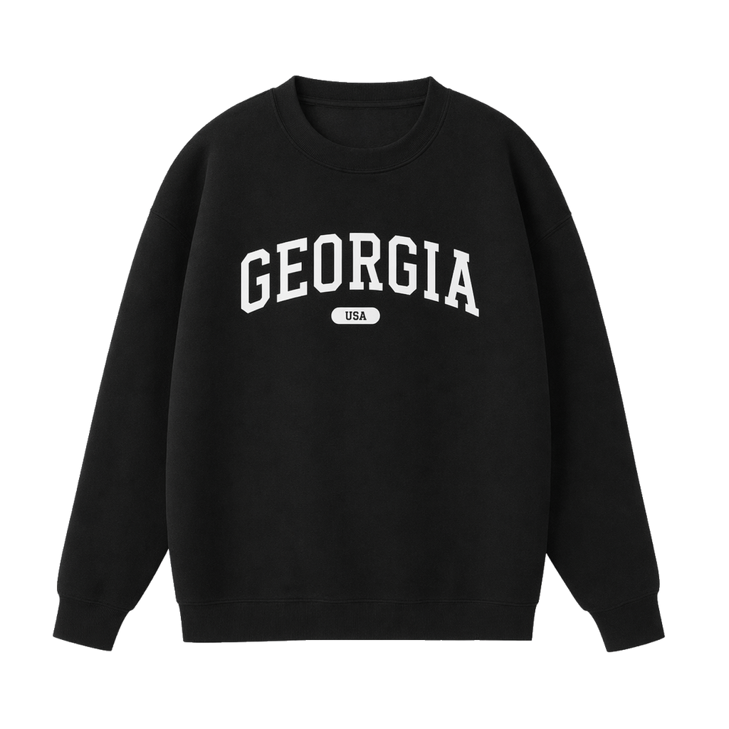 Collection 4 Georgia Essential Heavyweight Crewneck Sweatshirt - Black front