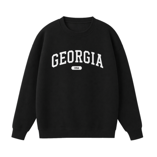 Collection 4 Georgia Essential Heavyweight Crewneck Sweatshirt - Black front