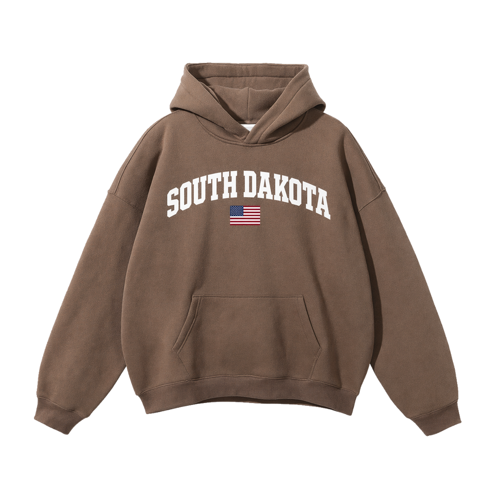 Collection 2 South Dakota Oversize Fleeced Hoodie - Brown front