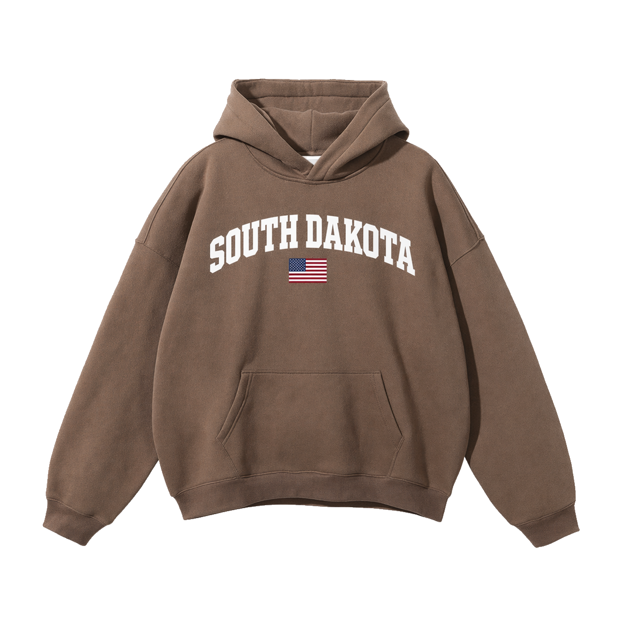 Collection 2 South Dakota Oversize Fleeced Hoodie - Brown front