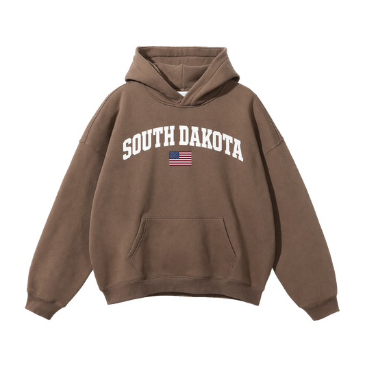 Collection 2 South Dakota Oversize Fleeced Hoodie - Brown front