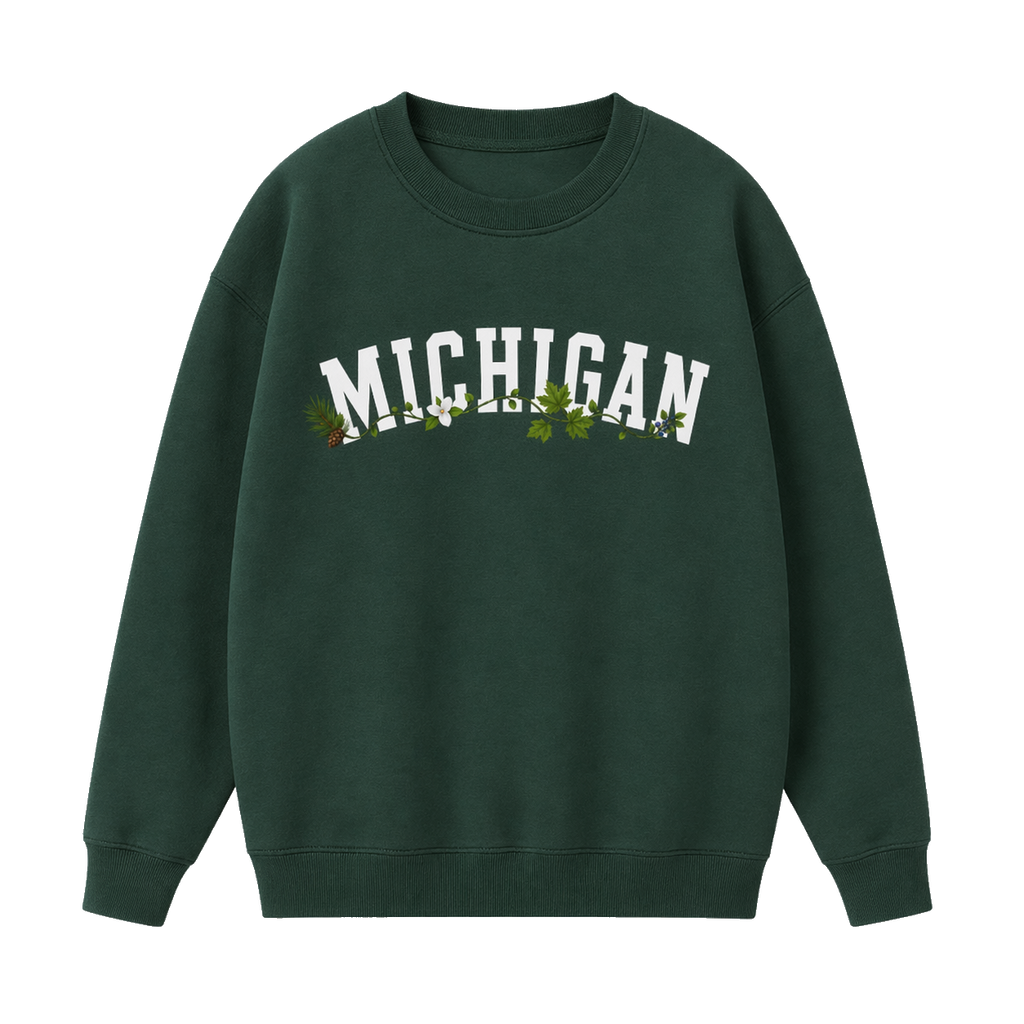 Collection 10 Michigan Essential Heavyweight Crewneck Sweatshirt - Dark Green front