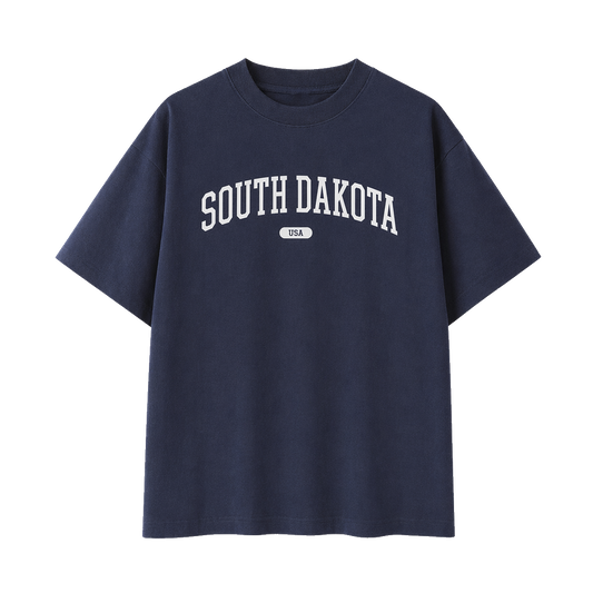 Collection 4 South Dakota Essential Cotton T-Shirt - Navy Blue front