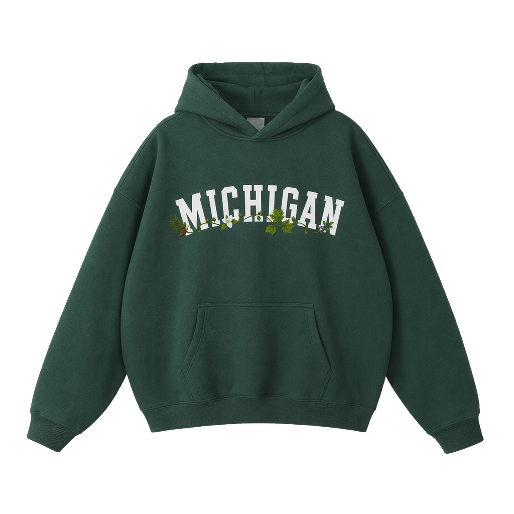 Collection 10 Michigan Oversize Fleeced Hoodie - Eden Green front