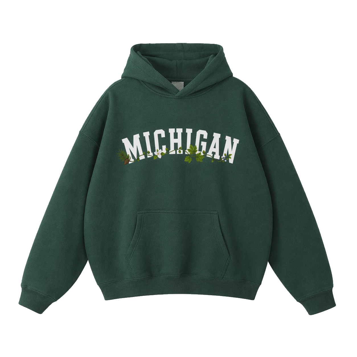 Collection 10 Michigan Oversize Fleeced Hoodie - Eden Green front