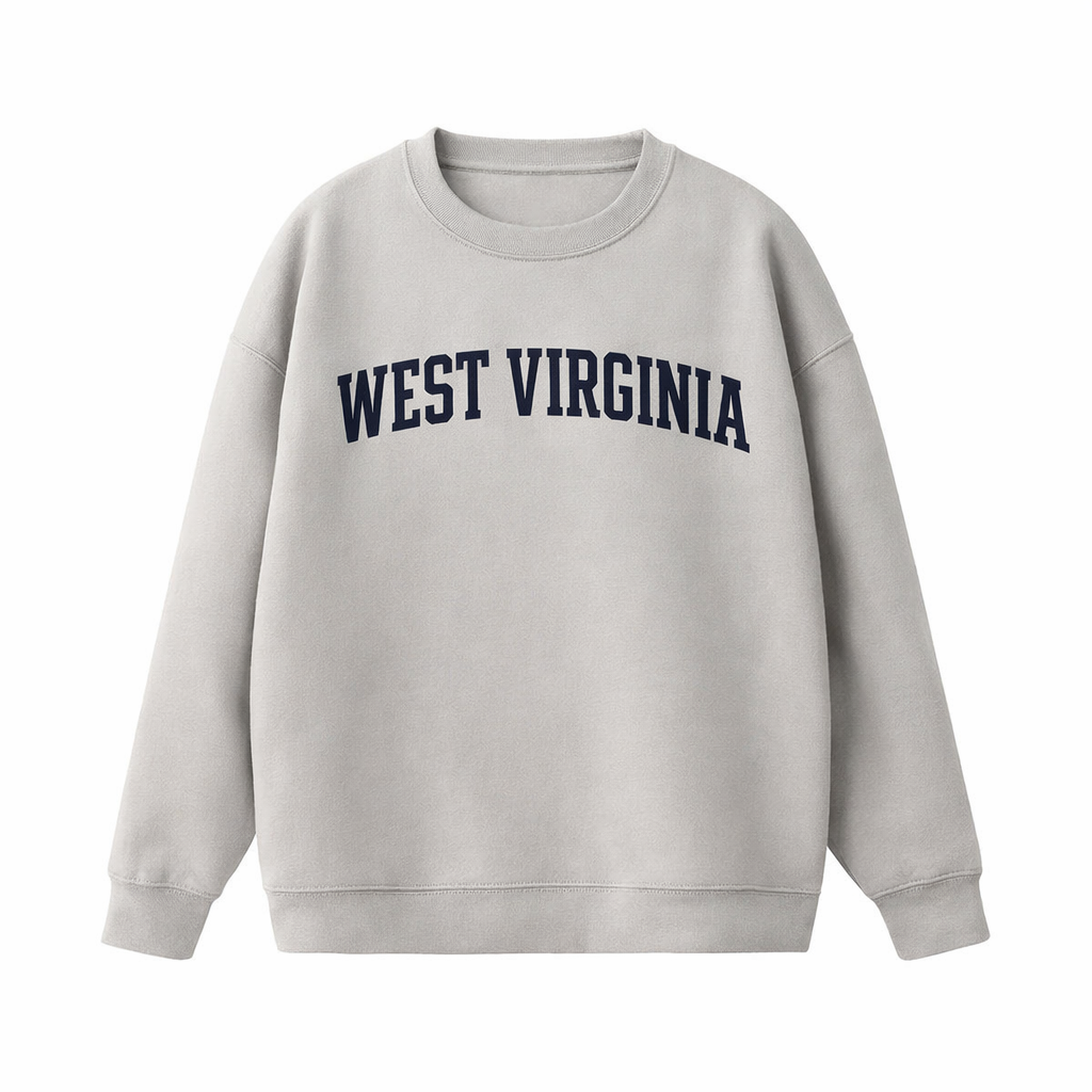Collection 1 West Virginia Essential Heavyweight Crewneck Sweatshirt - Gray front