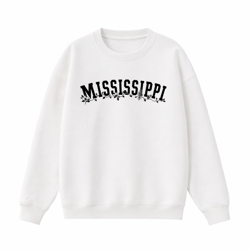 Collection 10 Mississippi Essential Heavyweight Crewneck Sweatshirt - White front