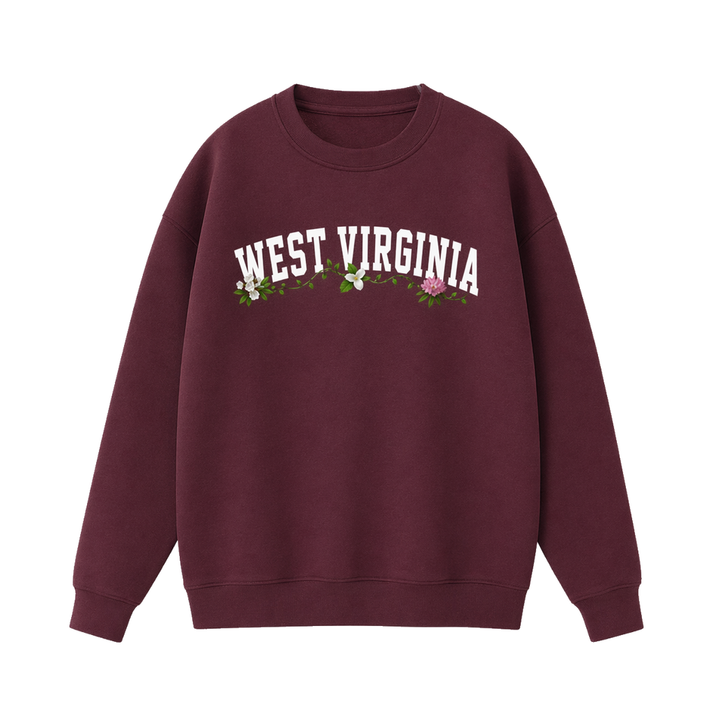 Collection 10 West Virginia Essential Heavyweight Crewneck Sweatshirt - Dull Red front