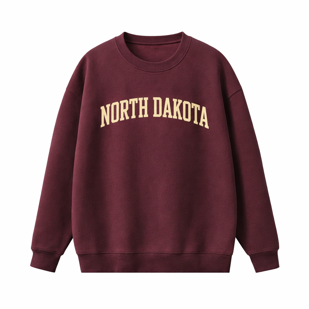 Collection 1 North Dakota Essential Heavyweight Crewneck Sweatshirt - Dull Red front