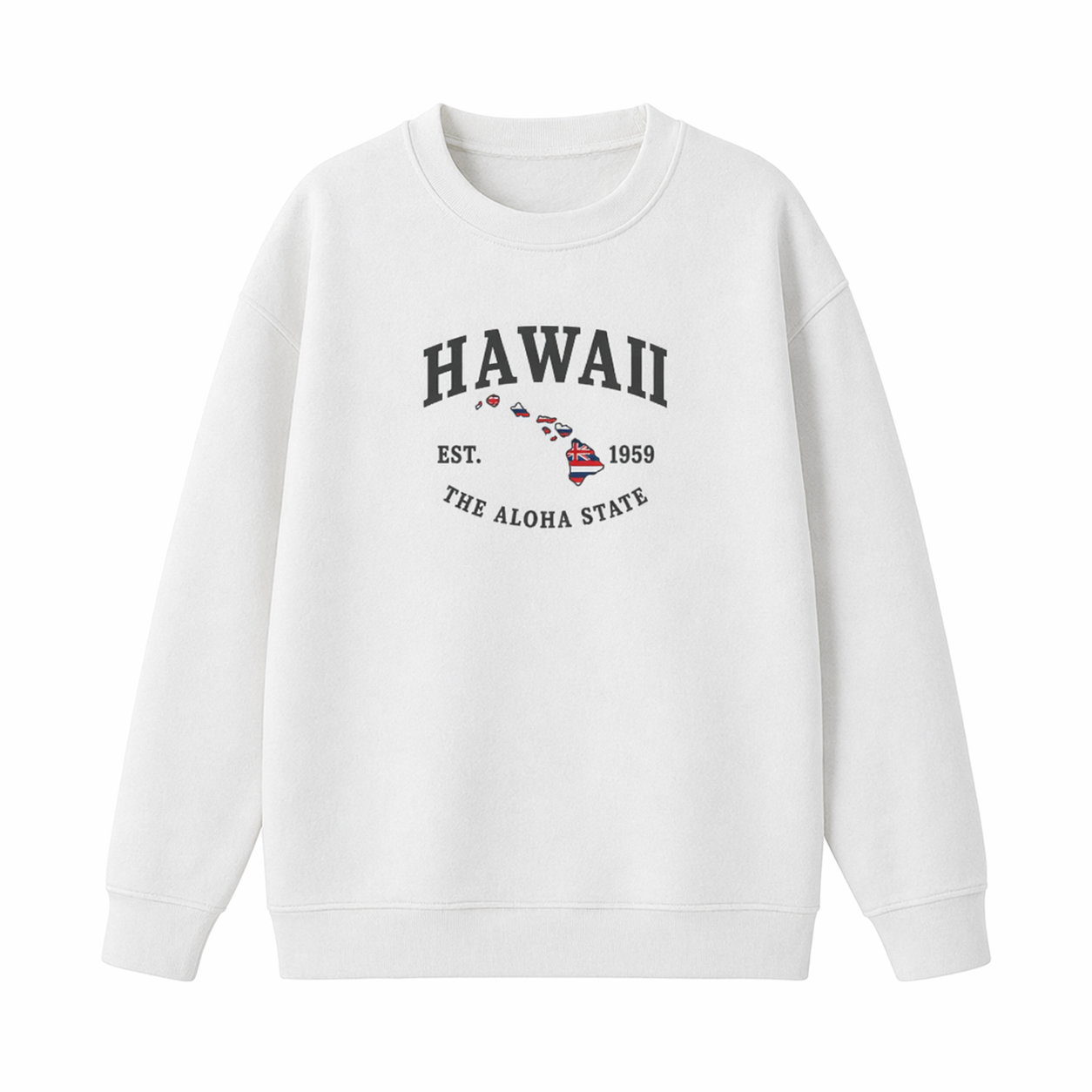 Collection 8 Hawaii Essential Heavyweight Crewneck Sweatshirt - White front
