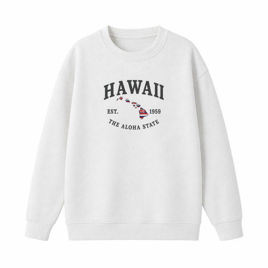 Collection 8 Hawaii Essential Heavyweight Crewneck Sweatshirt - White front