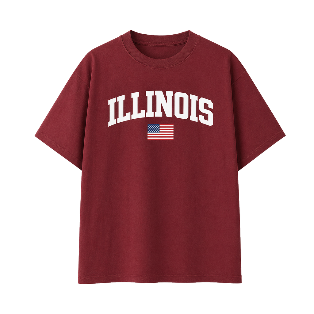Collection 2 Illinois Essential Cotton T-Shirt - Wine Gray front