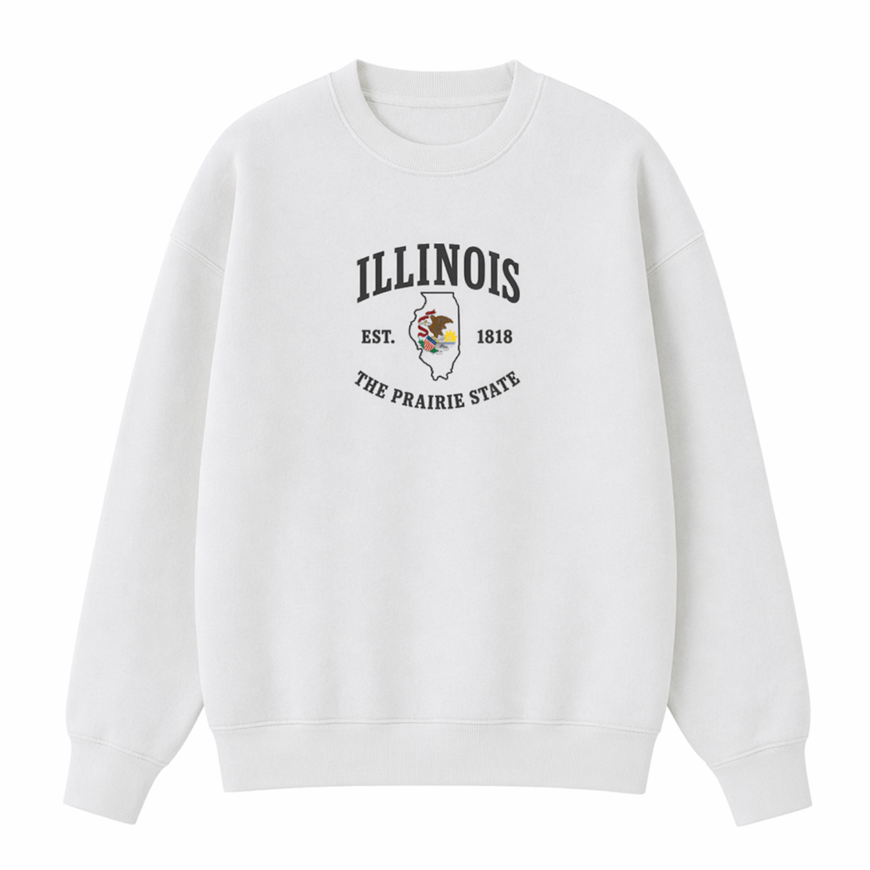 Collection 8 Illinois Essential Heavyweight Crewneck Sweatshirt - White front