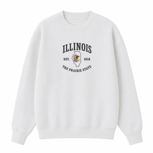 Collection 8 Illinois Essential Heavyweight Crewneck Sweatshirt - White front
