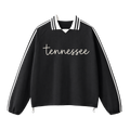 Collection 3 Tennessee Contrast Striped Lapel Collar Sweatshirt - Black front