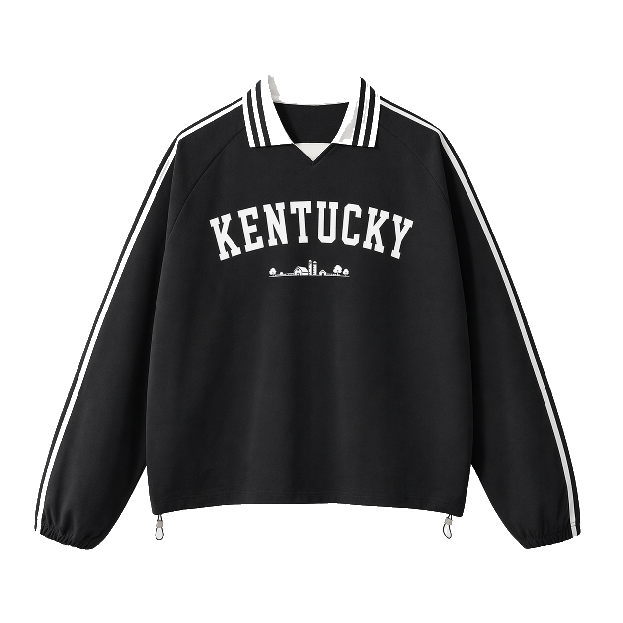 Collection 9 Kentucky Contrast Striped Lapel Collar Sweatshirt - Black front