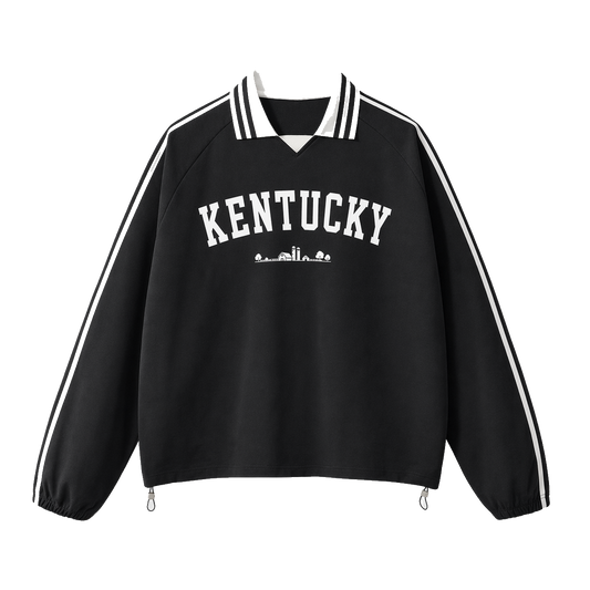 Collection 9 Kentucky Contrast Striped Lapel Collar Sweatshirt - Black front