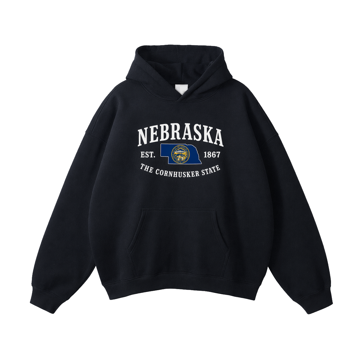 Collection 8 Nebraska Oversize Fleeced Hoodie - Black front
