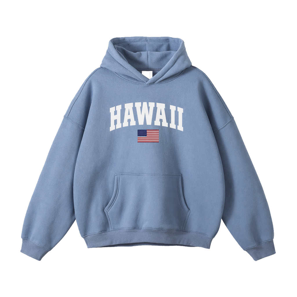 Collection 2 Hawaii Oversize Fleeced Hoodie - Medium Blue front