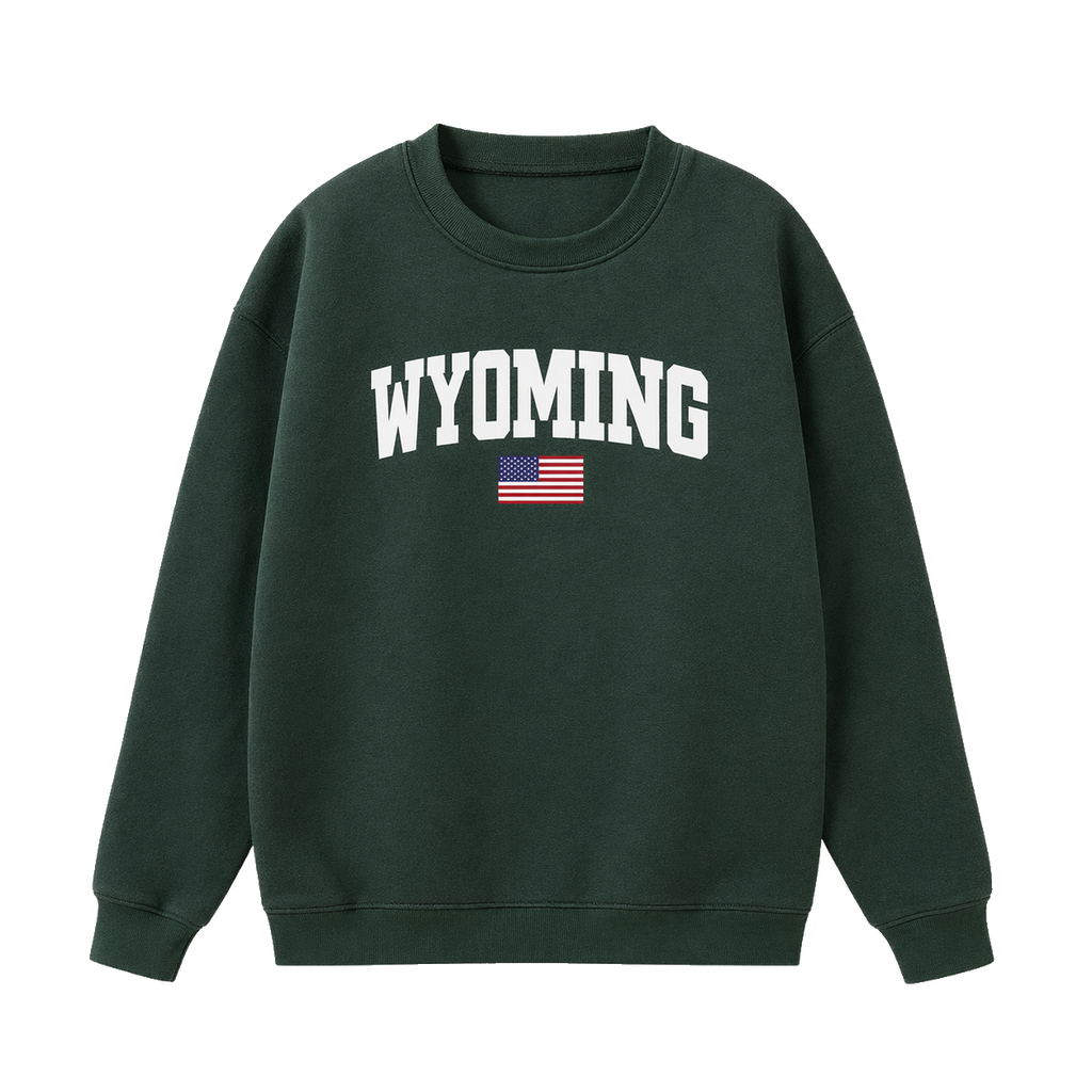 Collection 2 Wyoming Essential Heavyweight Crewneck Sweatshirt - Dark Green front