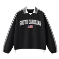 Collection 2 South Carolina Contrast Striped Lapel Collar Sweatshirt - Black front