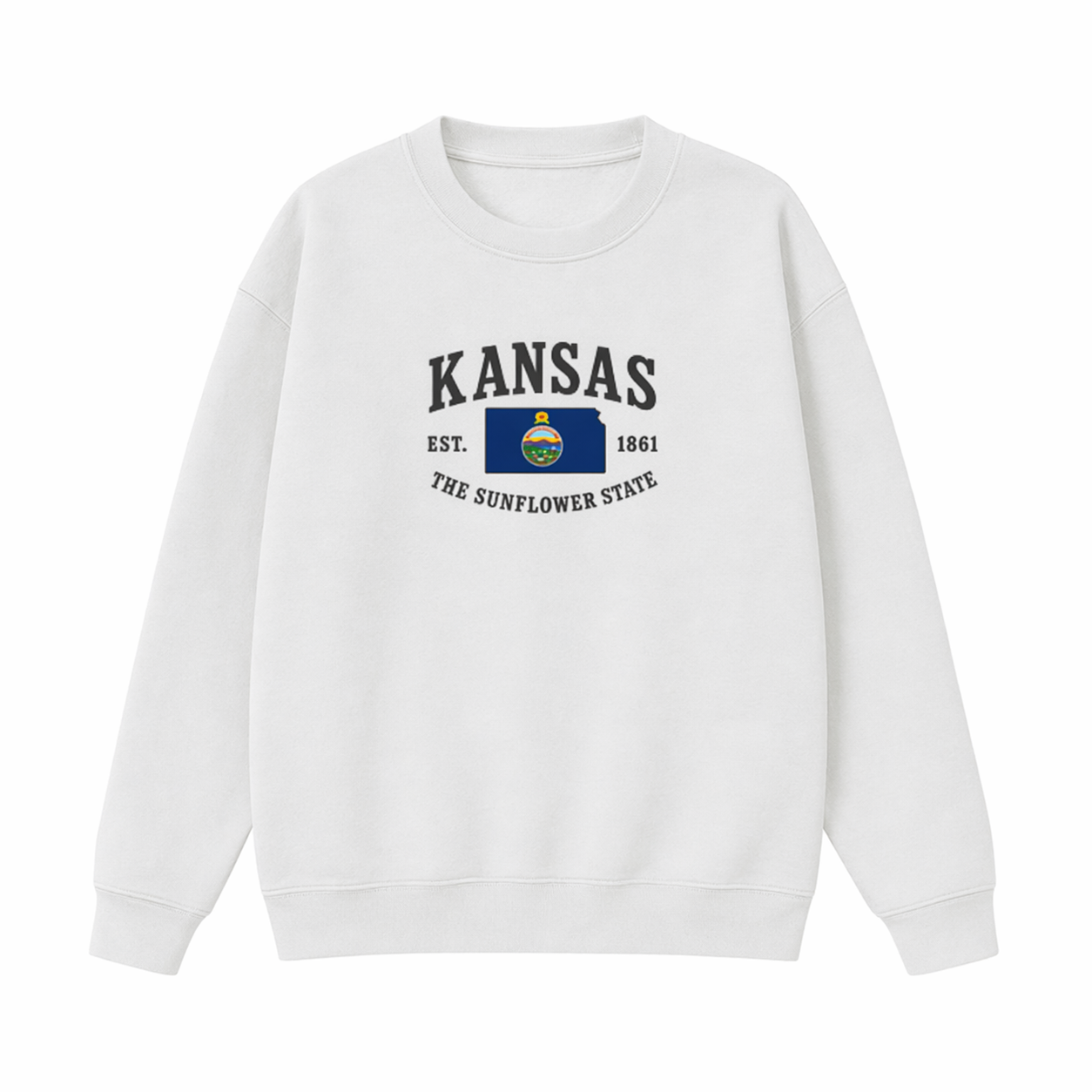 Collection 8 Kansas Essential Heavyweight Crewneck Sweatshirt - White front