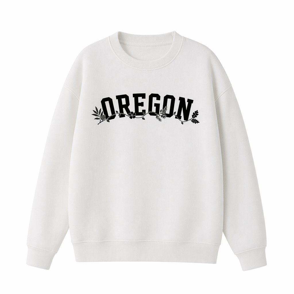 Collection 10 Oregon Essential Heavyweight Crewneck Sweatshirt - White front