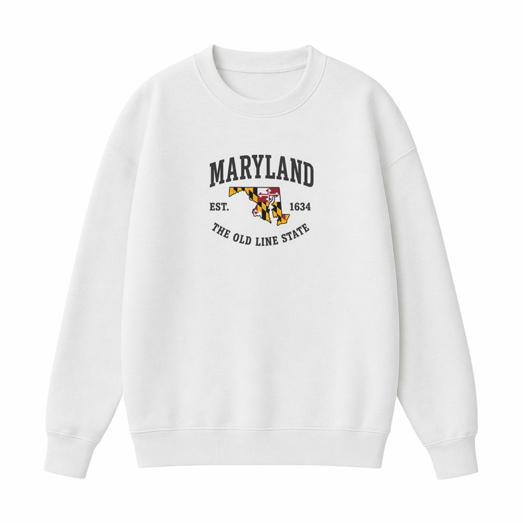Collection 8 Maryland Essential Heavyweight Crewneck Sweatshirt - White front