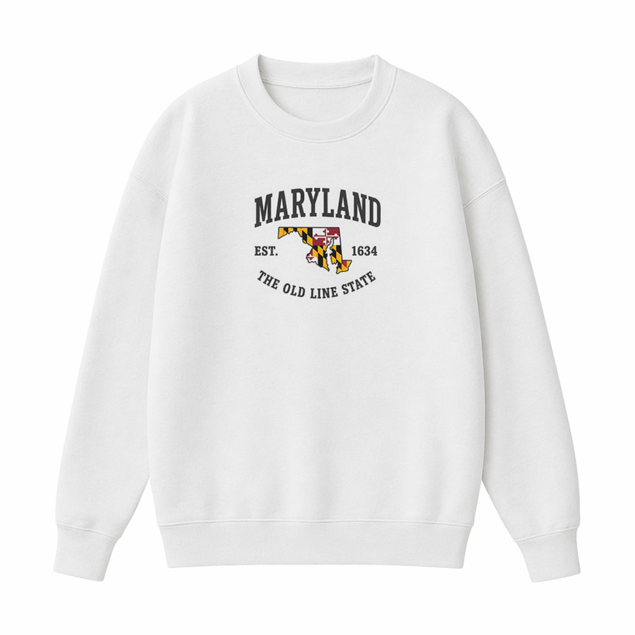 Collection 8 Maryland Essential Heavyweight Crewneck Sweatshirt - White front