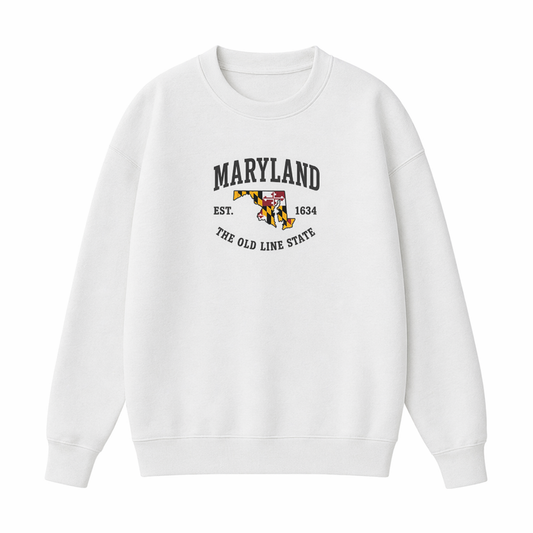 Collection 8 Maryland Essential Heavyweight Crewneck Sweatshirt - White front