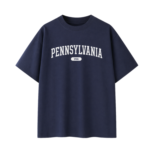 Collection 4 Pennsylvania Essential Cotton T-Shirt - Navy Blue front