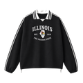 Collection 8 Illinois Contrast Striped Lapel Collar Sweatshirt - Black front