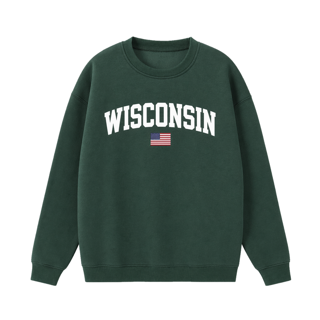 Collection 2 Wisconsin Essential Heavyweight Crewneck Sweatshirt - Dark Green front