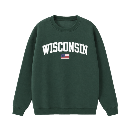 Collection 2 Wisconsin Essential Heavyweight Crewneck Sweatshirt - Dark Green front