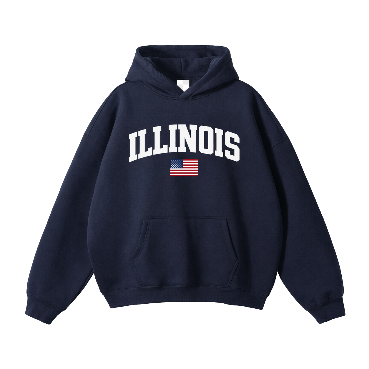 Collection 2 Illinois Oversize Fleeced Hoodie - Navy Blue front