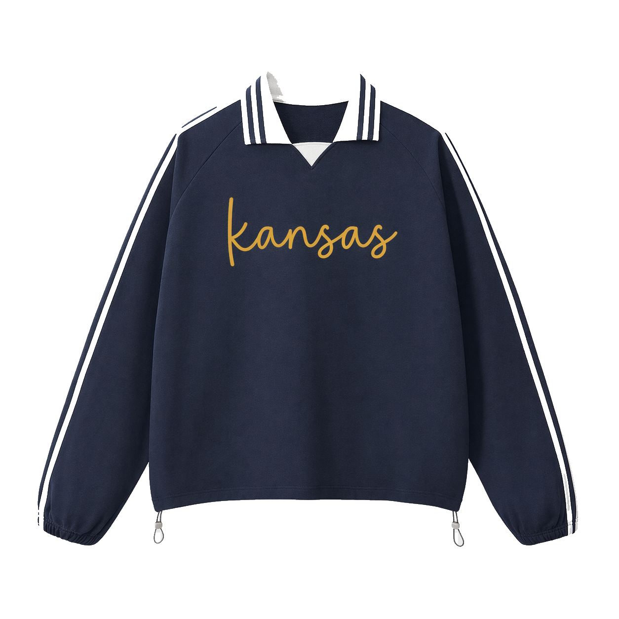Collection 3 Kansas Contrast Striped Lapel Collar Sweatshirt - Royal Blue front