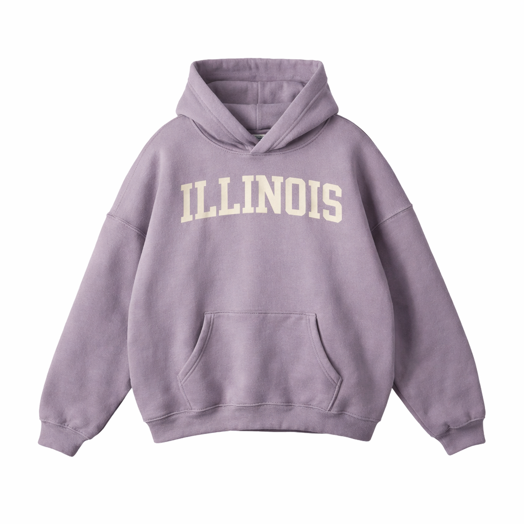 Collection 1 Illinois Oversize Fleeced Hoodie - Light Purple front