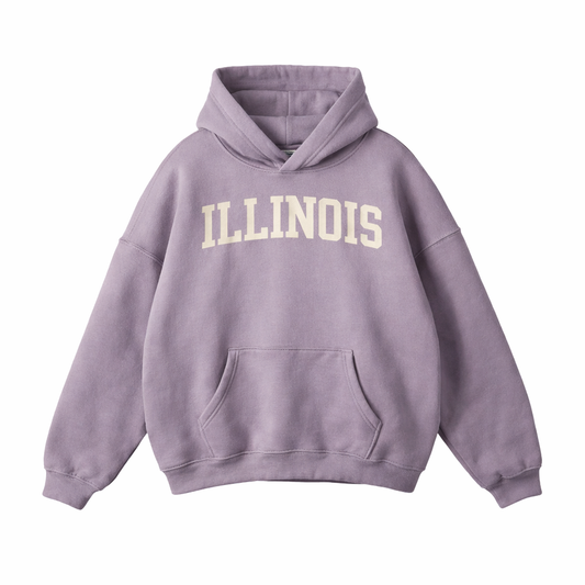 Collection 1 Illinois Oversize Fleeced Hoodie - Light Purple front