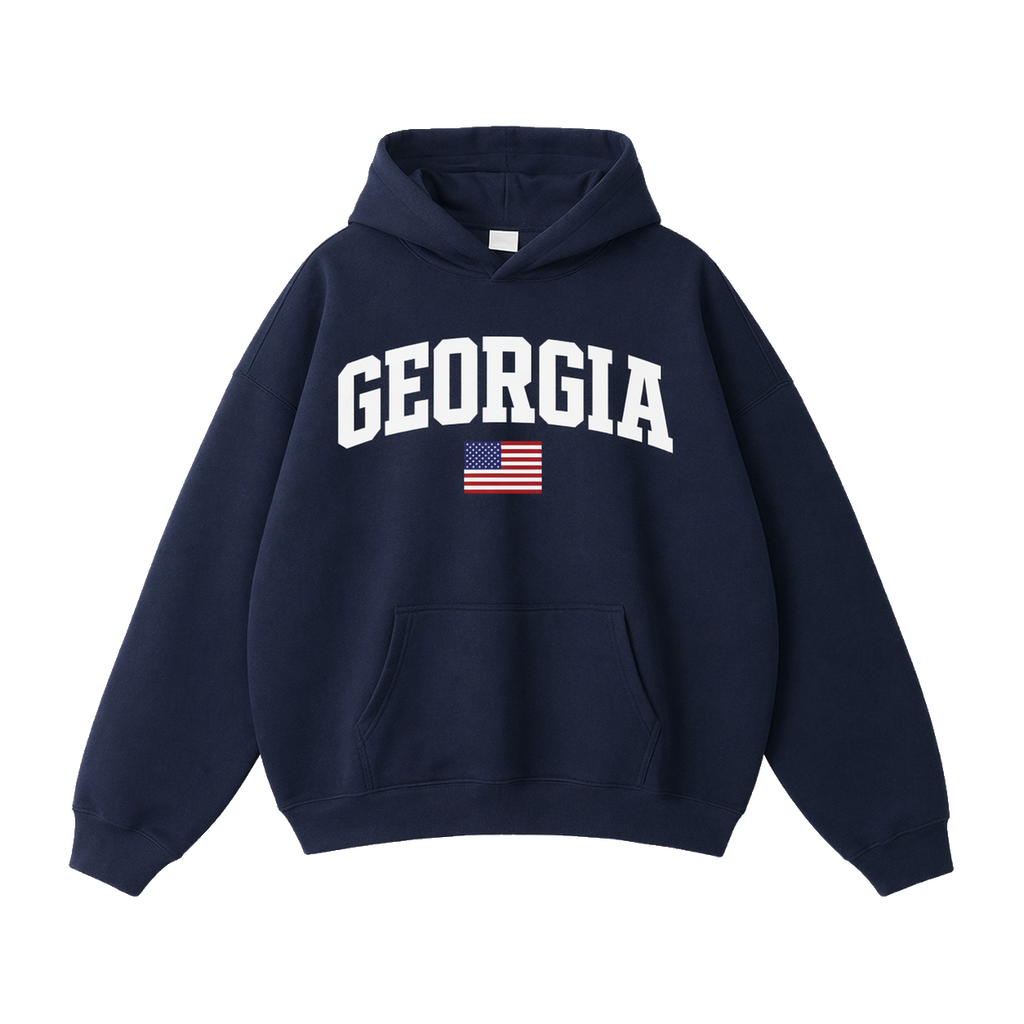 Collection 2 Georgia Oversize Fleeced Hoodie - Navy Blue front