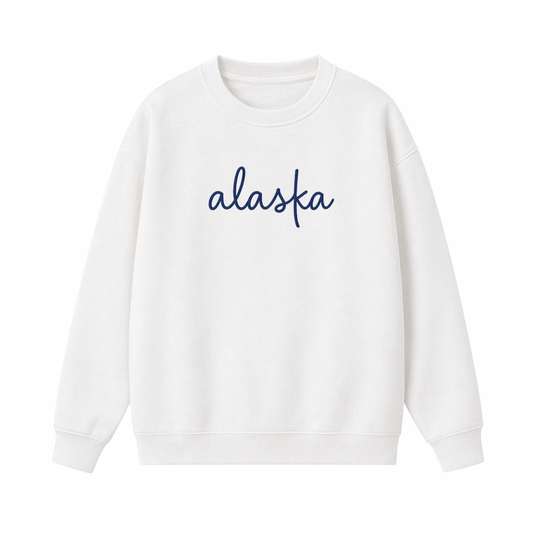 Collection 3 Alaska Essential Heavyweight Crewneck Sweatshirt - White front