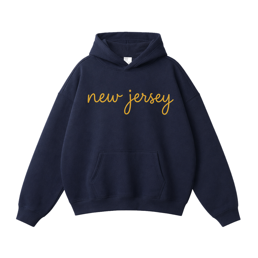 Collection 3 New Jersey Oversize Fleeced Hoodie - Navy Blue front