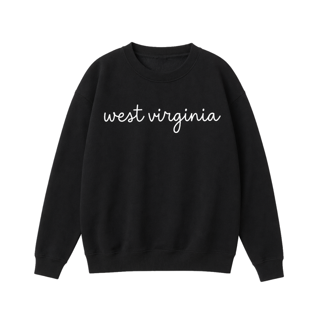 Collection 3 West Virginia Essential Heavyweight Crewneck Sweatshirt - Black front