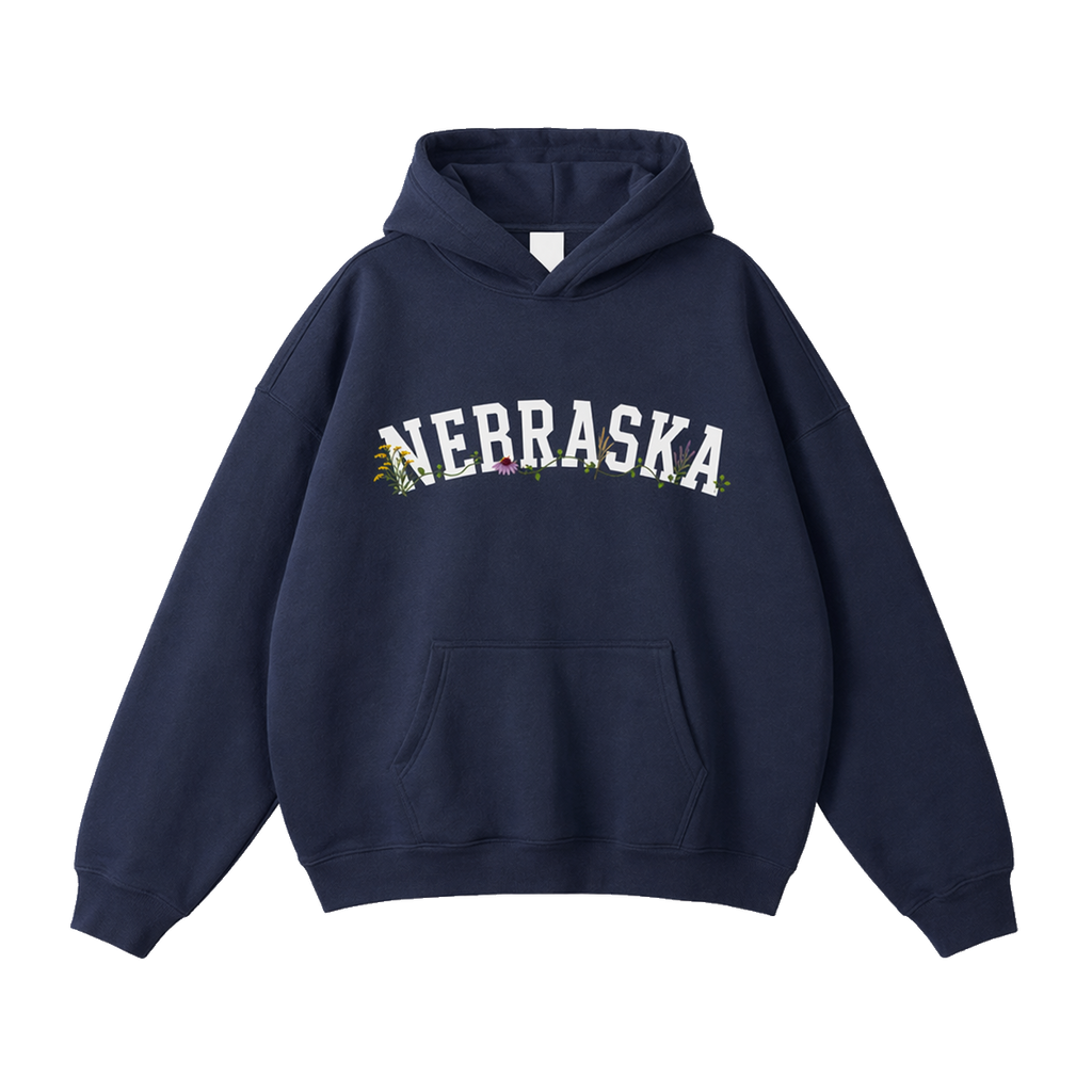 Collection 10 Nebraska Oversize Fleeced Hoodie - Navy Blue front