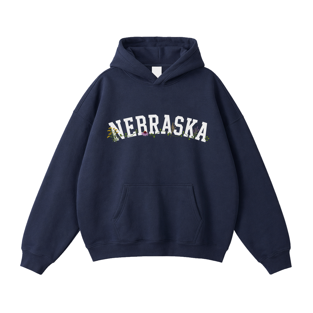 Collection 10 Nebraska Oversize Fleeced Hoodie - Navy Blue front