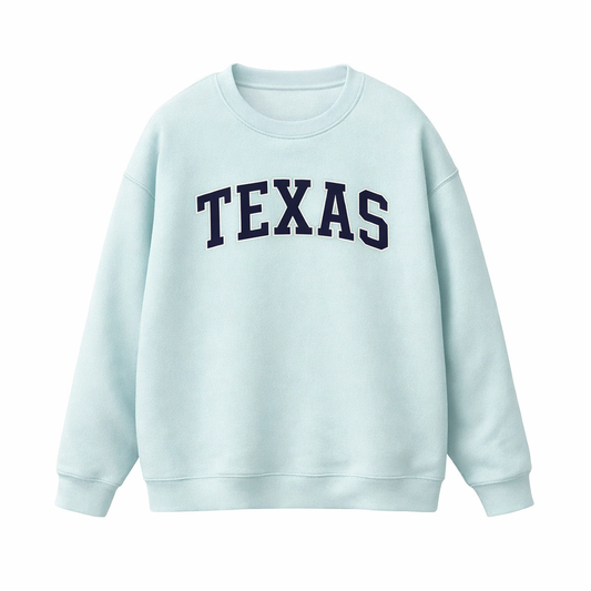 Collection 1 Texas Essential Heavyweight Crewneck Sweatshirt - Water Blue front