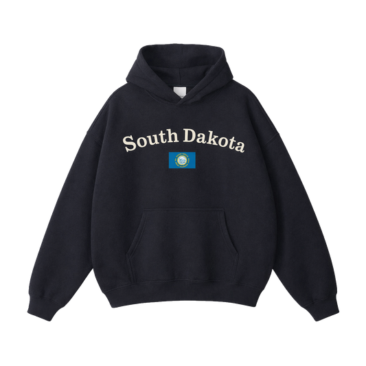Collection 6 South Dakota Oversize Fleeced Hoodie - Black front